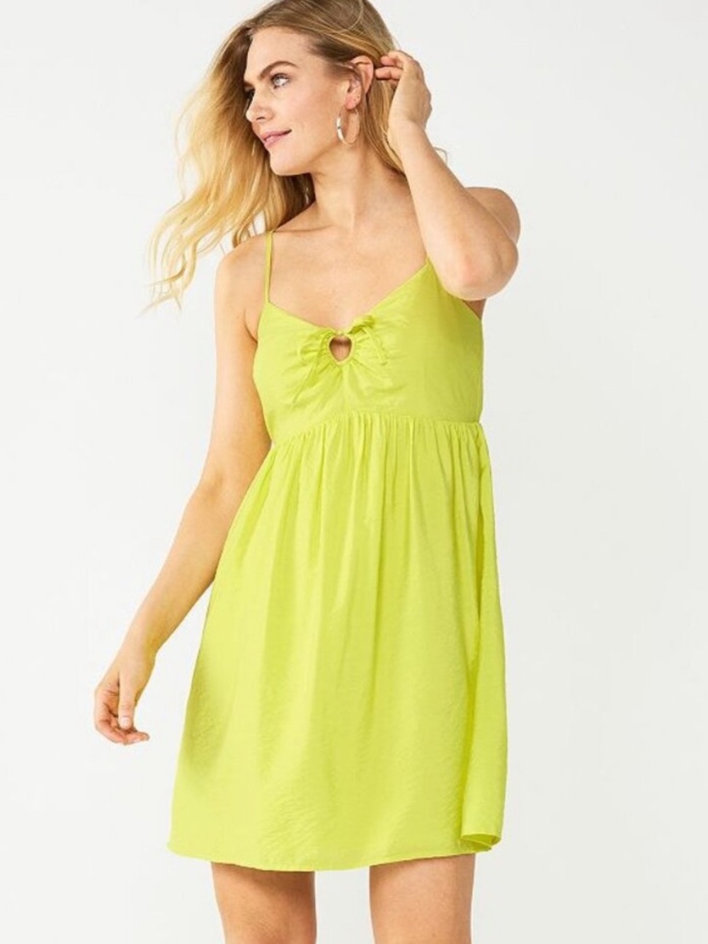 Nine West Yellow Green Babydoll Dress